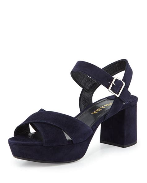 prada crisscross suede platform sandal bleu|prada shoes for women.